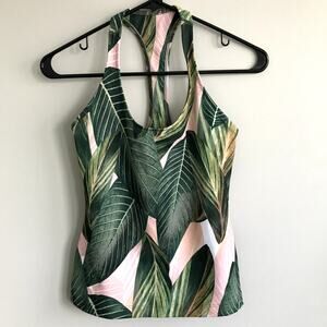 Show Me Your Mumu Moves Racerback Tank Pink Green Tropical Leaf Activewear XS